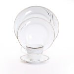 طقم نوريتاكي كامل 127 قطعة لـ12 شخص – أبيض ذهبي رفيع