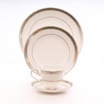 طقم نوريتاكي الفاخر 127 قطعة لـ12 شخص – أبيض مع حواف ذهبية مزخرفة